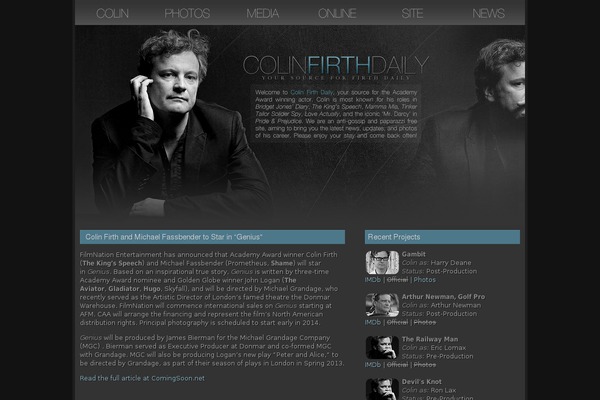 colinfirthdaily.net site used Simple