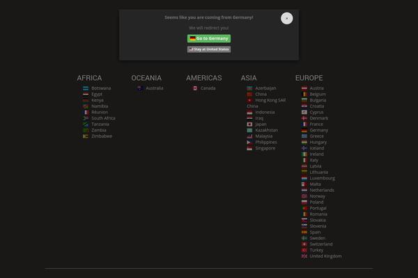 Site using Wordpress-country-selector plugin