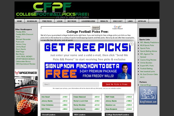 collegefootballpicksfree.com site used Collegefootballpicksfree