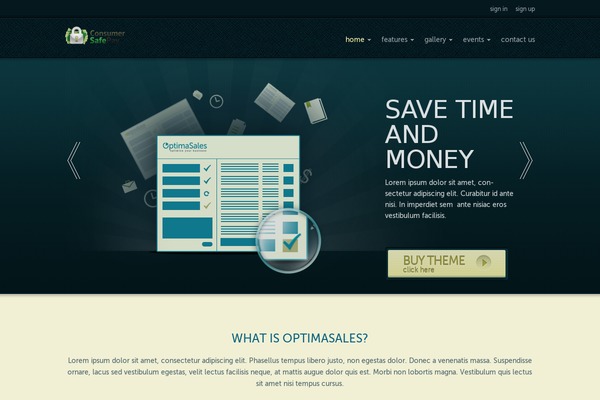 Optima theme site design template sample