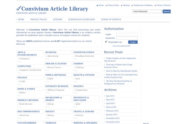 Article Directory theme site design template sample