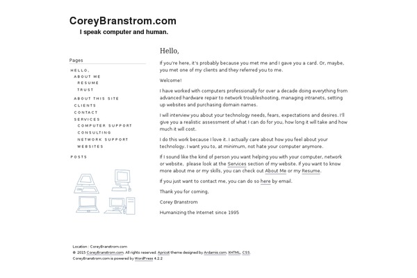 coreybranstrom.com site used Apricot