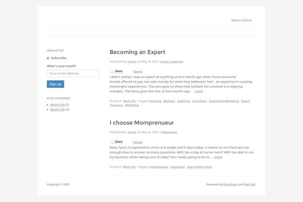 corinafrankie.com site used Plain WP