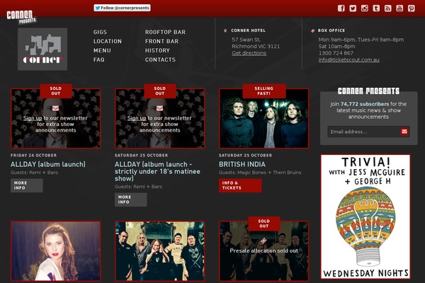 Corner theme site design template sample