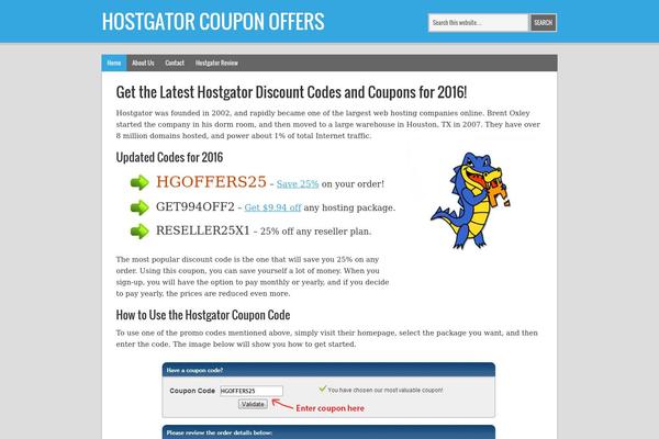 coupondiscounthostgator.com site used Nomadic Child Theme