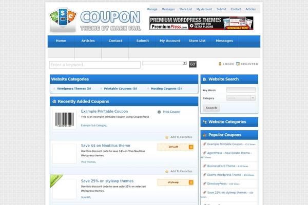 Couponpress theme site design template sample