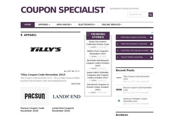 couponspecialist.com site used Clock Theme