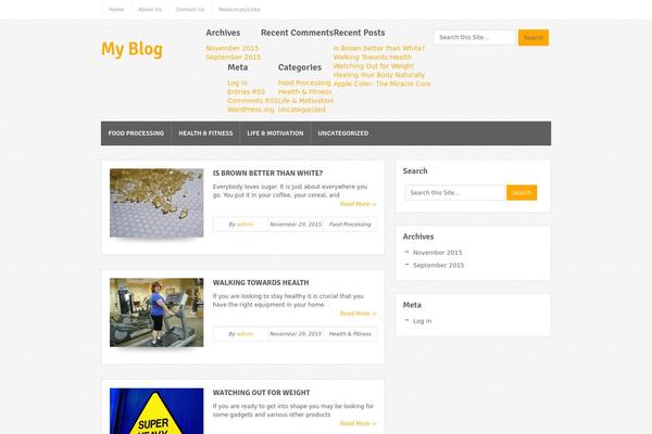 Bloggie theme site design template sample