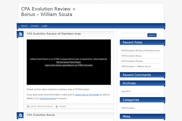 cpaevolutionx.com site used Blogolife-pro-2013