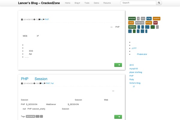 crackedzone.com site used Bootstrap