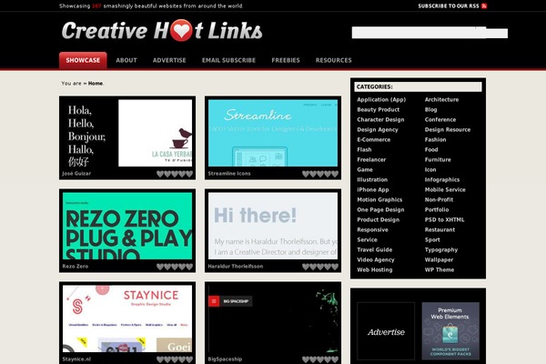 creativehotlinks.com site used Showcase