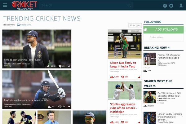 cricketnewscast.com site used Mobsoc-media-grid