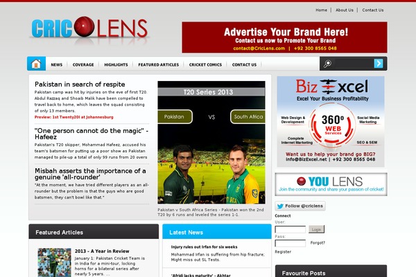 criclens.com site used Cric-lens