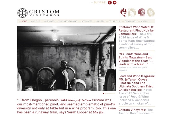 cristomwines.com site used Cristom