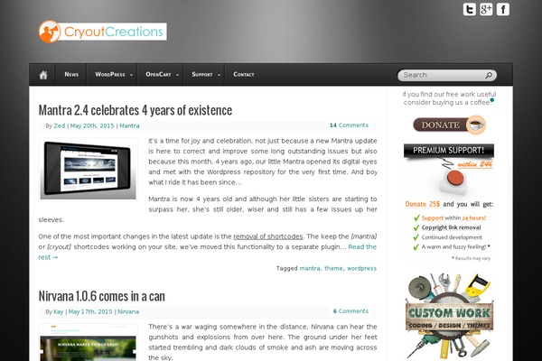 cryoutcreations.com site used Nostromo