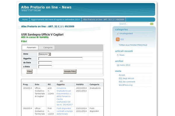 Site using Albo Pretorio On line plugin