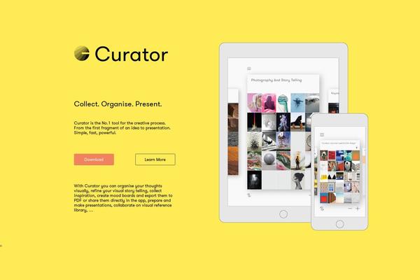 Curator theme site design template sample