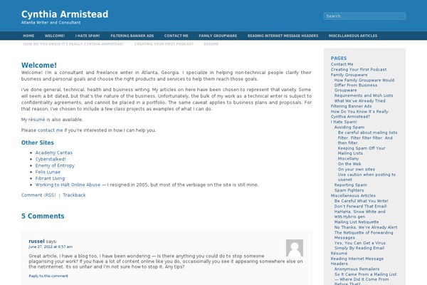 cynthiaarmistead.com site used Fluid Blue