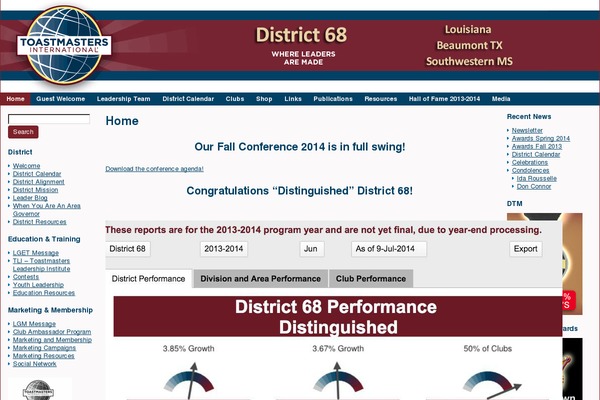 d68tm.org site used Toastmasters_district_burgundy_blue_wide_wordpress