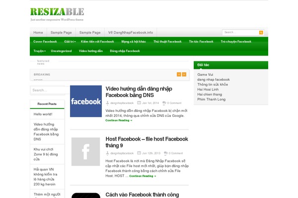 Resizable theme site design template sample