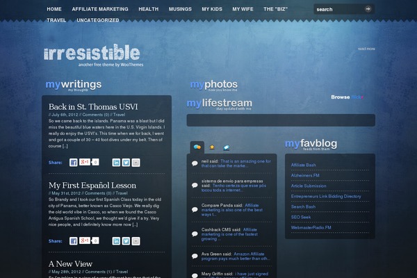 Irresistible theme site design template sample