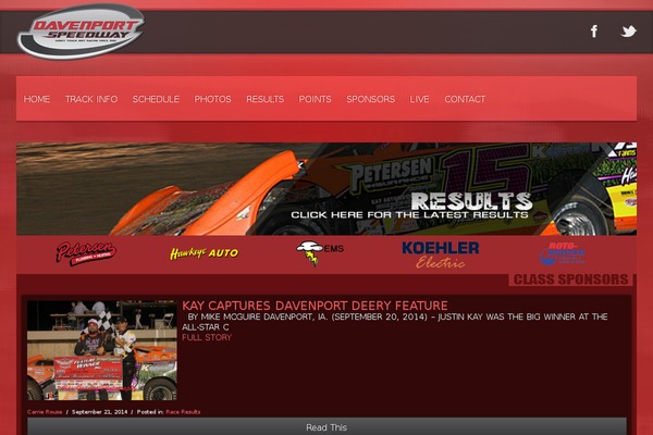 davenportspeedway.com site used Newspaper Lite