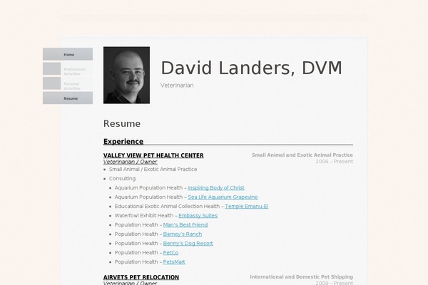 Vcard theme site design template sample