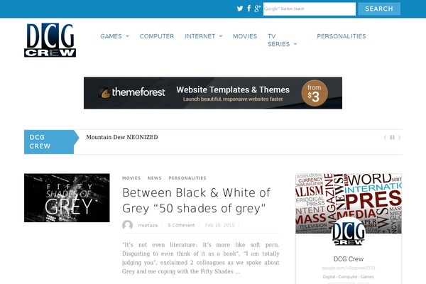 Magazine theme site design template sample