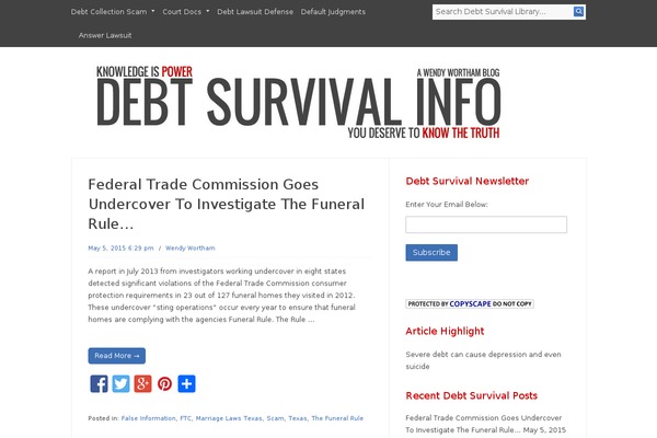 debtsurvivalinfo.com site used Infinity