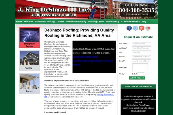deshazoroofing.com site used Sfselect-roofing