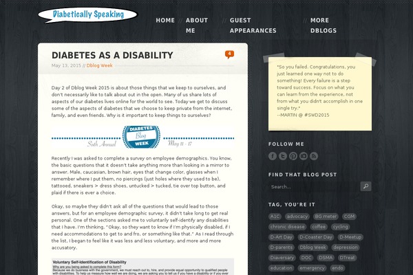 diabeticallyspeaking.com site used Float