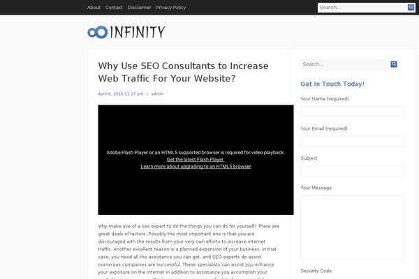 Infinity theme site design template sample