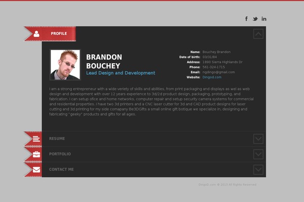 Cv theme site design template sample
