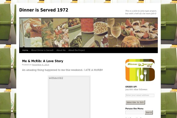 dinnerisserved1972.com site used Veggie