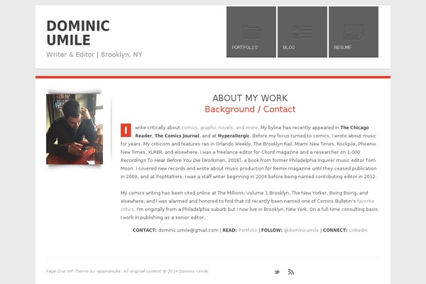 dominicumile.com site used Pageone_wptheme