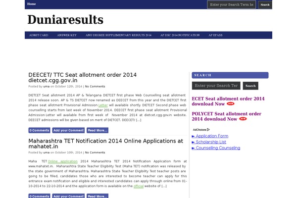 duniaresults.com site used Techmaish