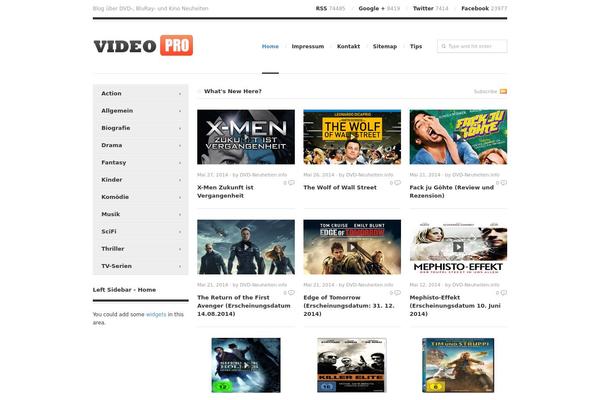 VideoPro theme site design template sample