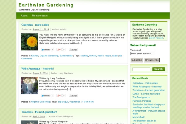 earthwisegardening.com site used Light Green