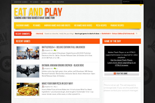 Gameleon theme site design template sample