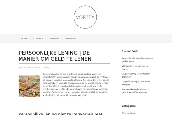 Vortex theme site design template sample