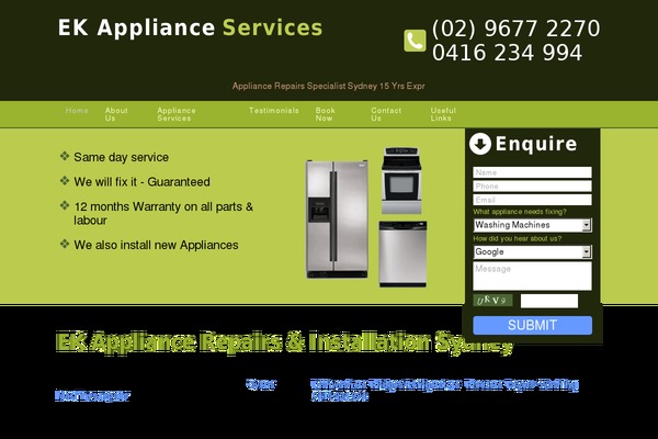 ekapplianceservices.com.au site used Seotheme