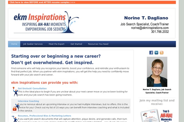 ekminspirations.com site used Esplanade-child-theme