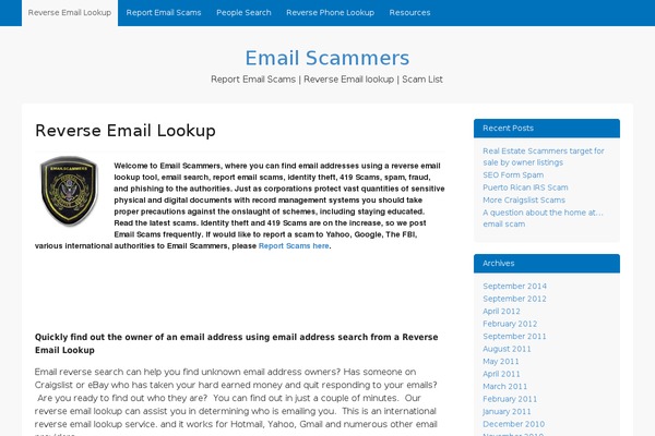 emailscammers.com site used GovPress