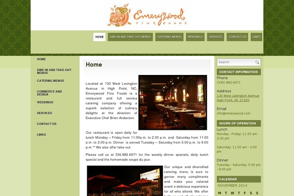 emerywood.com site used Emenu