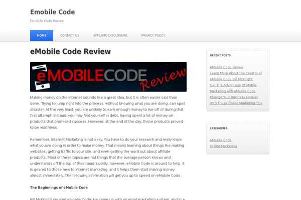 emobilecodereview.org site used Silver Blue