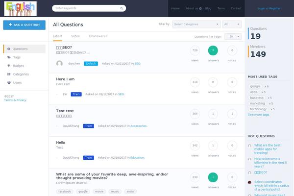 QAEngine theme site design template sample