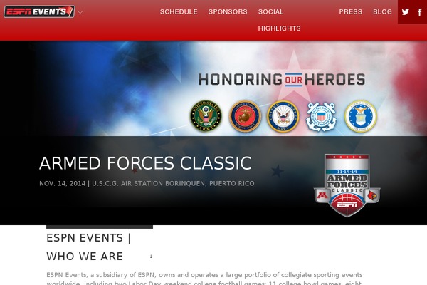 espnevents.com site used Espn
