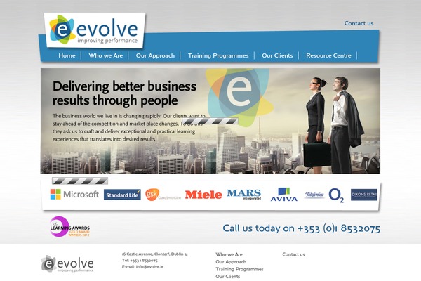 evolve theme site design template sample