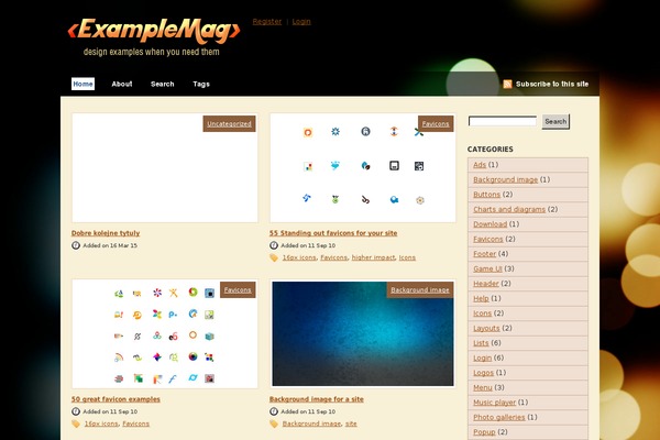 Snapshot theme site design template sample