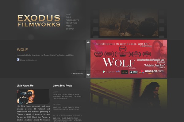 exodusfilmworks.com site used Wordfolio